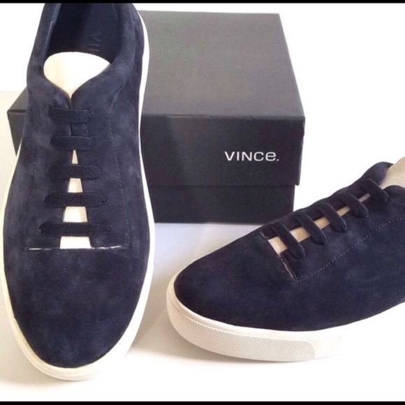 Vince Shoes - Vince slip on’s in navy blue with white detailing